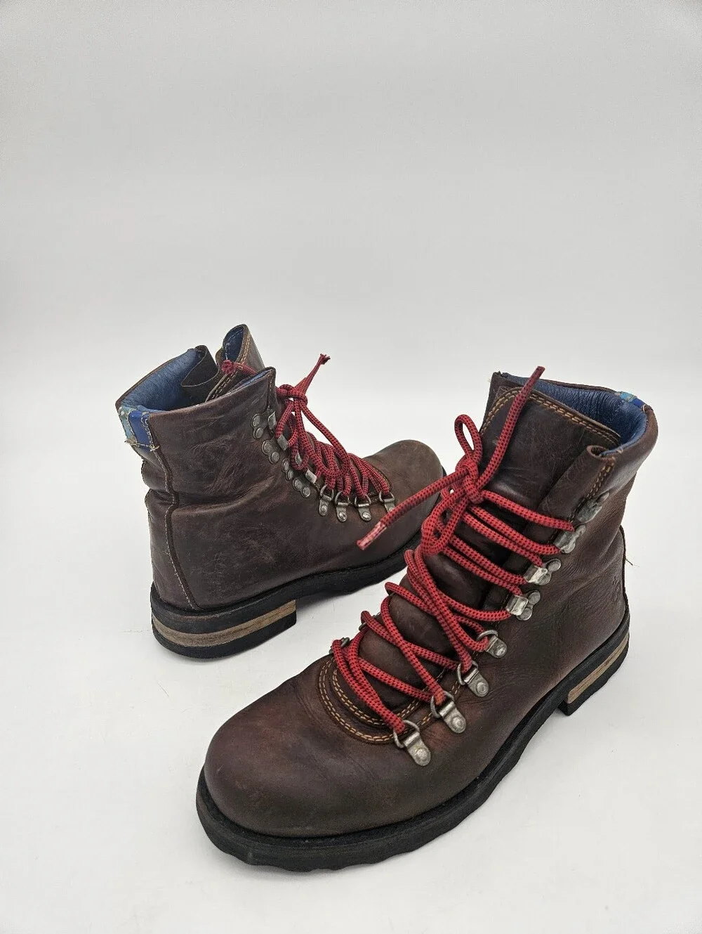 John Fluevog Brown Banker Soros Lace Up Leather Boots Mens Sz 7